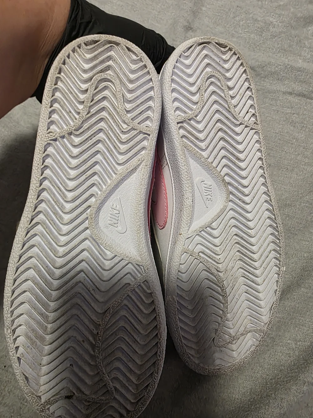 Nike Kids' White Sneakers with Pink Swoosh